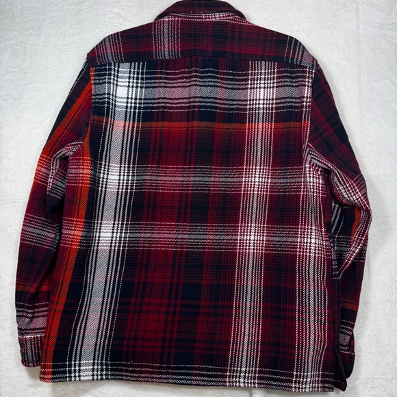 Tommy Hilfiger Plaid Shirt Mens Size Large Red Plaid Overshirt Heavyweight Cotto - Picture 9 of 9